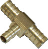 PEX Pipe Tee, Brass, Lead-Free, 1/2 x 3/8 x 3/8 In. Barb