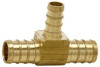 PEX Pipe Tee, Brass, Lead-Free, 1/2 x 1/2 x 3/8 In. Barb