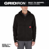 Gridiron Full-Zip Hooded Sweatshirt, Cotton/Poly, Black, L