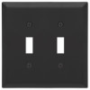 Century Wall Plate, Matte Black, Steel, 2 Toggle
