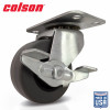 2 in. Gray TPR and Steel Swivel Plate Caster with Locking Brake