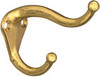 Hat & Coat Hook, Bright Brass Finish, 2-Pk.