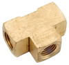Pipe Fitting, Brass Tee, Lead Free, 1/8 In.