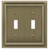Continental Wall Plate, Brushed Brass, Metal, 2 Toggle