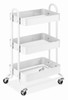 3-Tier Metal Shelf Utility Cart, White, 13.35 x 17 x 31 In.