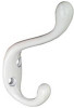 Hat & Coat Hook, Heavy-Duty, White, Holds 75-Lbs.