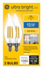 LED Candle-Shape Ultra Bright Light Bulbs, Candelabra Base, Soft White, 8 Watt, 2-Pk.
