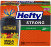 Extra Strong Lawn & Leaf Drawstring Bag, Black, 39 Gallon, 38-Ct.