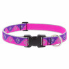 Adjustable Medium Dog Collar, Reflective Pink Paws Pattern, 1 x 12 - 20-In.