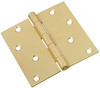 Door Hinge, Interior, Square-Edge, Satin Brass, 4 In.