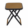 16" Heavy Duty Steel Square Woodgrain Finish Folding Side Table
