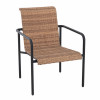 Heavy Duty Steel Outdoor Brown Wicker Stacking Lounge Chair With Black Frame