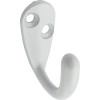Wall Hook for Clothes, Single Prong, White, 2-Pk.