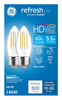 LED HD Refresh Daylight Light Bulbs, B11, Medium Base, 5.5 Watt, 2-Pk.
