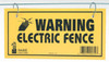 Electric Fence Warning Sign, Yellow & Black Laminated Vinyl, 4 x 8 In., 3-Pk.
