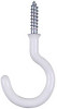 Cup Hook, White, Vinyl Coated, 1-1/2 In., 2-Pk.