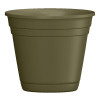 Riverland Planter With Saucer, Olive Green Resin, 8 In.