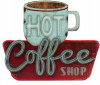 3D Embossed Metal "Hot Coffee Shop" Sign, Indoor/Outdoor Use