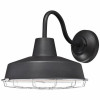 Academy LED Outdoor Wall Fixture, Dimmable, Textured Black/Nickel Luster Cage