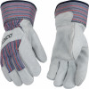 Suede Cowhide Palm Gloves with Striped Canvas, Gray, Men's XL