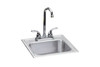Dayton Stainless Steel Bar Sink + Faucet, Buffed Satin Finish, 2 Holes, 15 x 15 In.