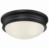 Meadowbrook 2-Light Ceiling Fixture, Flush-Mount, Matte Black, Frost Glass, 5-1/8 x 13-In. Dia.