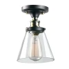 1-Light Glass Flush Mount, Clear Glass Shade, Oil Rubbed Bronze