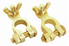 Automotive Battery Terminal, Wing Nut Top Post, Universal, Brass, 2-Pk.
