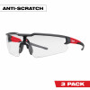 Safety Glasses, Clear Anti-Scratch Lenses, 3-Pk.