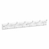 Hook Rack, 6 White Hooks on White Rail, 27 In.