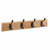 Hook Rack, 4 Oil Rubbed Bronze Hooks on Natural Rail, 18 In.