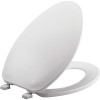 Toilet Seat, Elongated, White Plastic