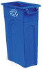Slim Line Waste Container, High Boy, Blue, 23 Gallon