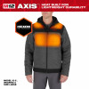 M12 Axis Heated Jacket, Poly, With Battery & Charger, Gray, XL