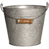 Planter With Handle, Galvanized Floral Metal, 8 In.
