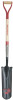 Drain Spade, Open Back, Wood Handle, 16 In.
