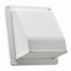 6 In. Exhaust Wall Hood Vent or Fresh Air Intake Vent, Spring Loaded Damper, White Plastic