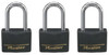 Solid-Brass Keyed Padlocks, Black Cover & Covered Key Head, 3-Pack, 1-9/16 In.
