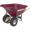 Poly Wheelbarrow, 4-Ply Knobby Tires, Maroon, 10-Cu.-Ft.
