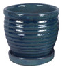9 In. Honey Jar Planter, Ceramic, Aqua Blue (2 pieces)