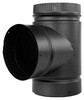 Smoke/Stove Pipe Tee with Cap, Double Wall, Black Matte Finish, 6 In.