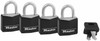 Solid-Brass Keyed Padlocks, Black, 4-Pack, 1-3/16 In.