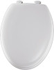 Elongated Molded Wood Toilet Seat, Easy-Clean & Change  Hinge, White