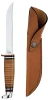Hunter Knife, With Leather Handle & Sheath, 5-In. Swept Skinner Stainless Steel Blade, 9-1/2-In. Overall Length