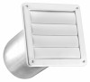6 In. Exhaust Wall Louvered Vent, White Plastic, 11 In. Tail Pipe