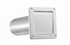 Single Flap Louver Vent + Tail Pipe, White Plastic, 4 In.