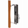 Sliding Glass Door Handle Set, Diecast and Wood, Hook Style, 6-5/8 In.