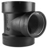 ABS/DWV Test Tee Without Cleanout Plug, Hub x Hub x FIP, 3 In.