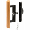 Sliding Patio Door Handle, Black Diecast, Hardwood Handle, Surface Hook