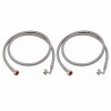 Eastman Braided Stainless Steel Washing Machine Connector with Elbow - 3/4 In. FHT x 3/4 In. FHT x 5Ft. - L (2-Pack)
